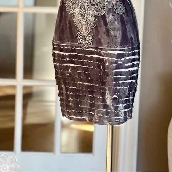 Vintage Party Dress Stretch Embellished Batwing Sleeves L - Picture 6 of 11